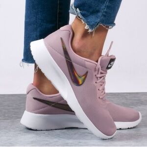 Nike Tanjun Plum Chalk Sneakers with Iridescent Swoosh Size 9